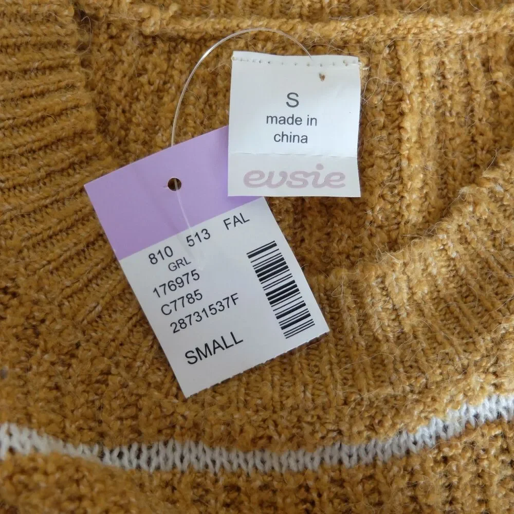 Evsie Yellow Striped Long Sleeve Sweater Girls Size Small NWT